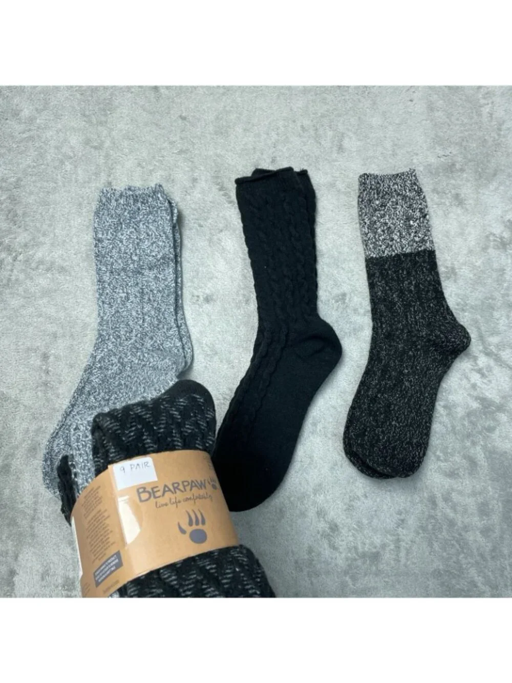 NWT Bearpaw 9-Pair Women's 4-10 Black & Gray Socks Shoe Super Soft F1276